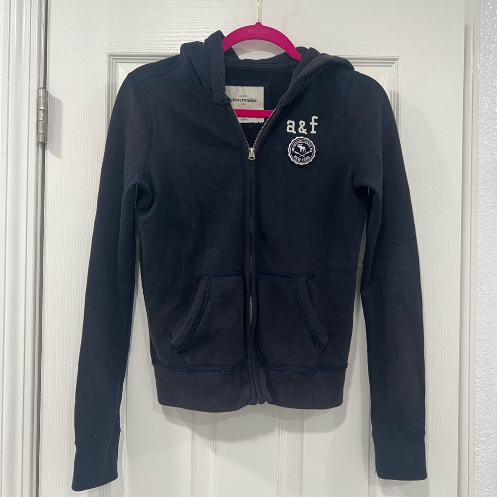 Vintage Y2k Abercrombie & Fitch Kids Navy Zip Hoodie